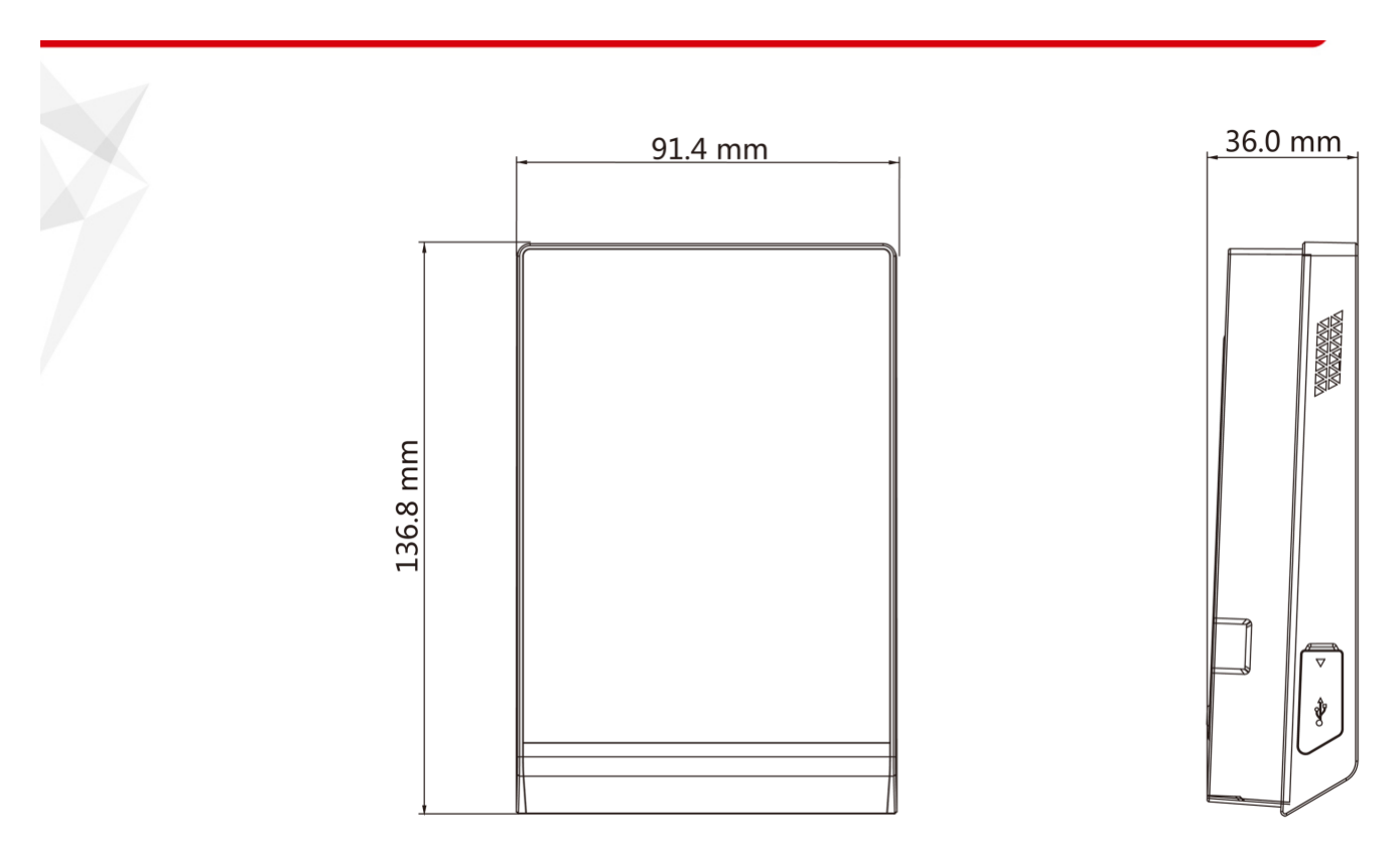 DS-K1T105AE 外形尺寸圖 137 mm x 142 mm x 35 mm (5.4" × 5.6" × 1.4")|Unit: mm