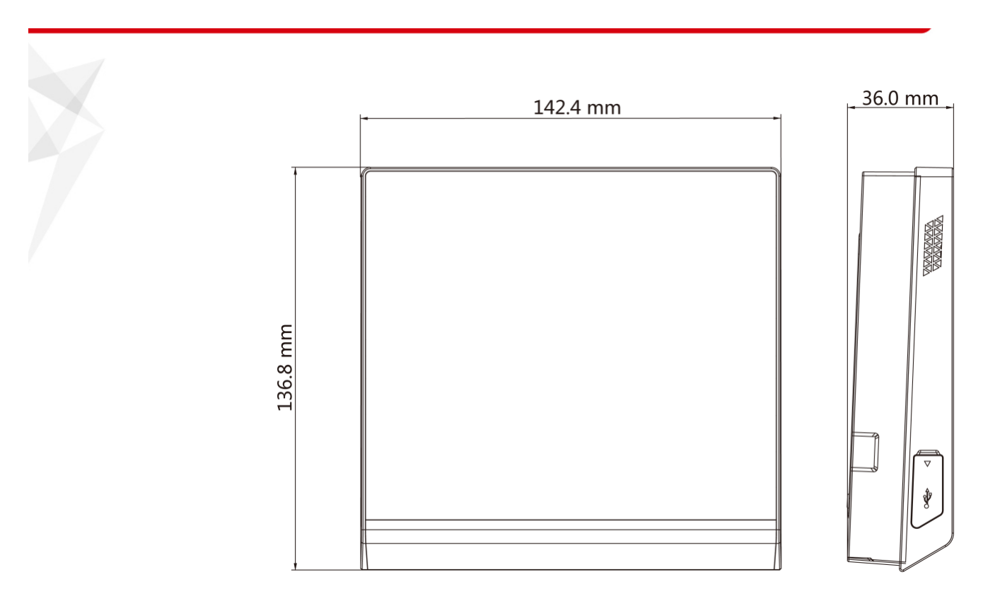 DS-K1T201AEF 外形尺寸圖 137 mm x 142 mm x 35 mm (5.4