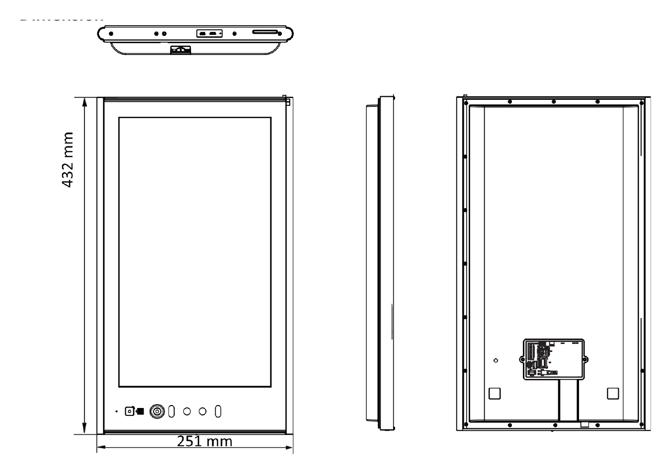 DS-K1T690M-T 外形尺寸圖 432 mm × 251 mm × 35 mm (17.0" × 9.9" × 1.4")｜Unit: mm