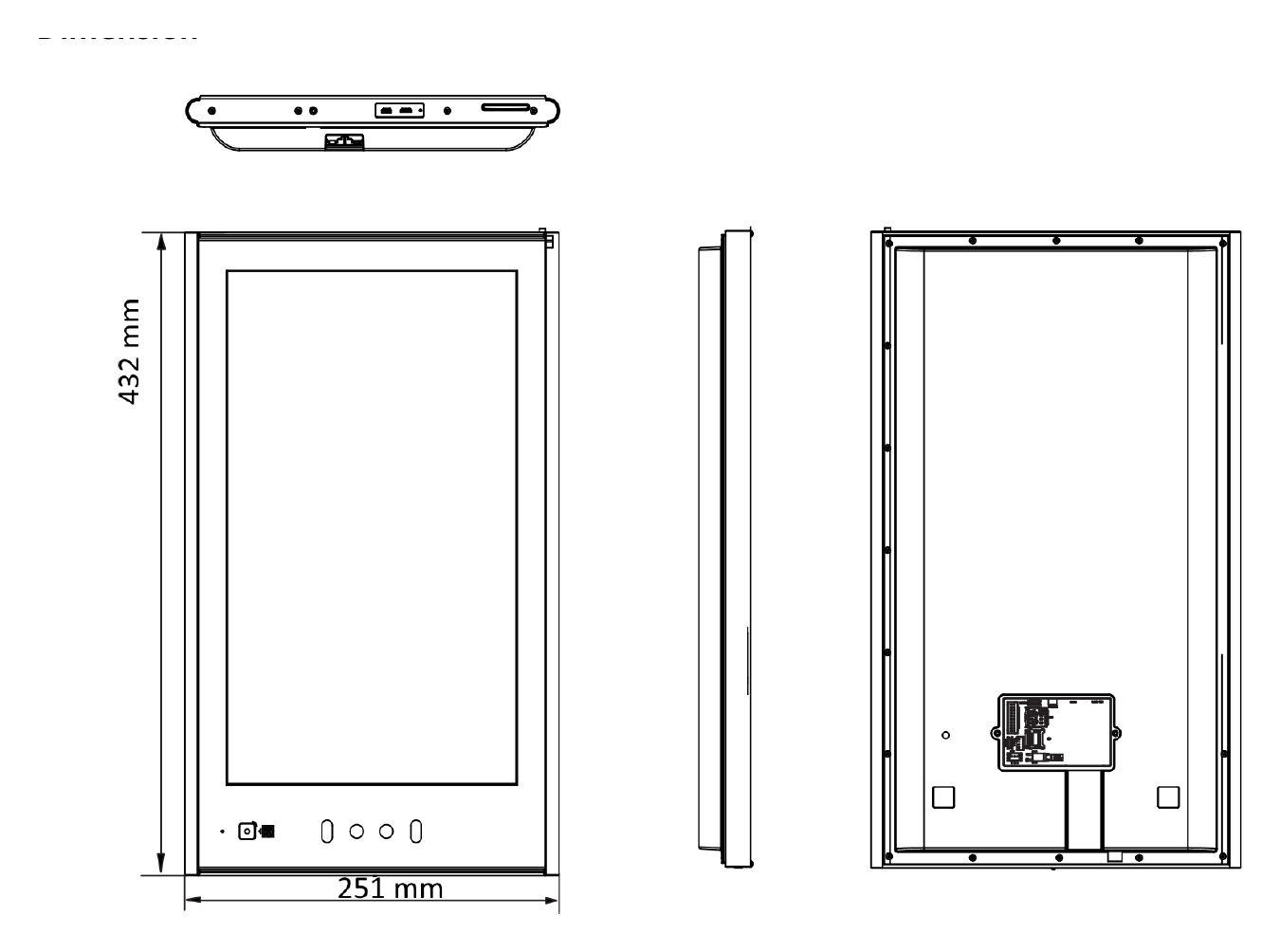 DS-K1T690MW 外形尺寸圖 432 mm × 251 mm × 35 mm (17.0" × 9.9" × 1.4")|Unit: mm