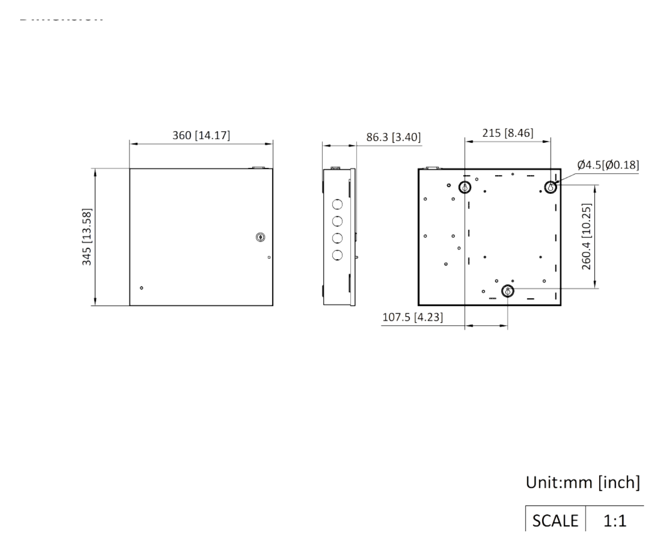 DS-K2M002X-E 外形尺寸圖 345 mm × 360 mm × 88.3 mm (13.6" × 14.2" × 3.5") Net weight: 3.04 kg (6.7 lb) Weight Rough weight: 4.52 kg (10.0 lb)|Uni
