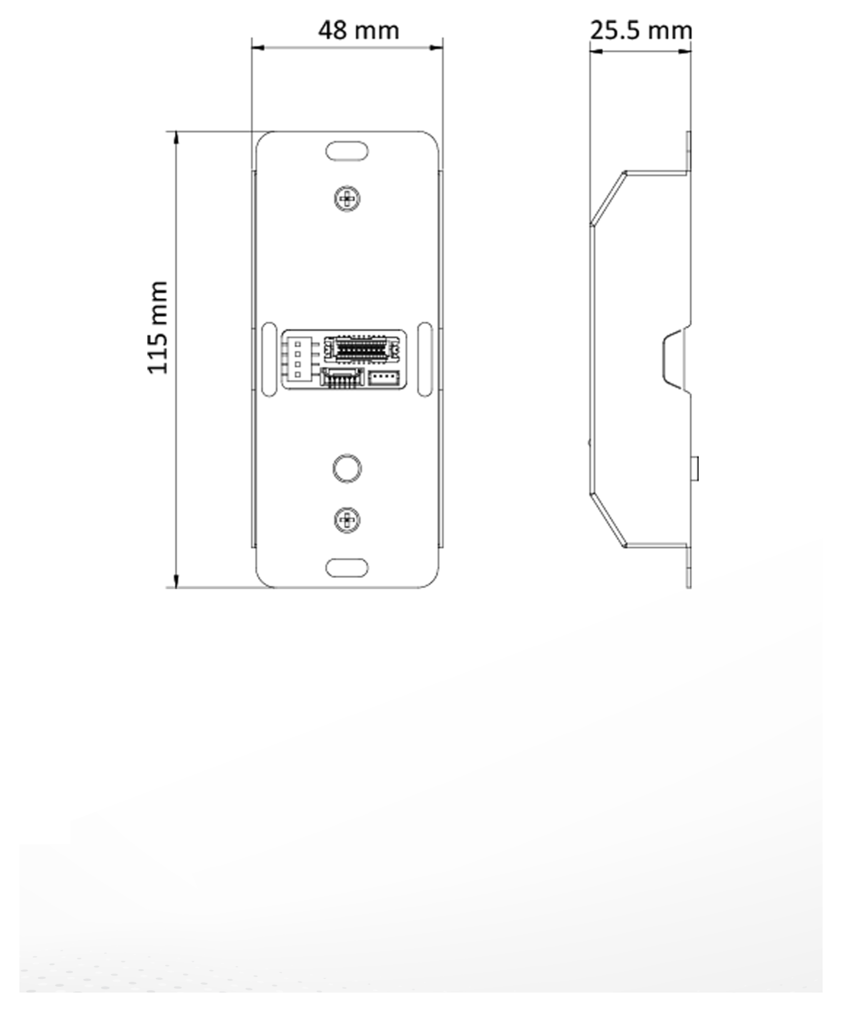 DS-K2M061 外形尺寸圖 48 mm × 115 mm × 26 mm (1.9" × 4.5" × 1.0")|Unit: mm