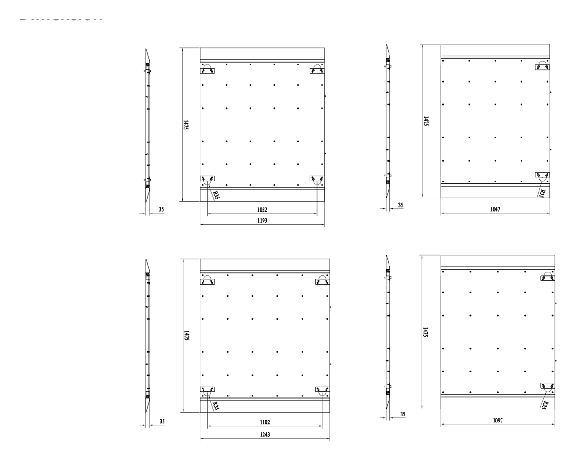 DS-K3B220-BASE 外形尺寸圖 -M: (Without packaging) 650: 797 mm × 1475 mm × 35 mm (31.4" × 58.1" × 1.4") 750: 897 mm × 1475 mm × 35 mm (35.3" × 58.1