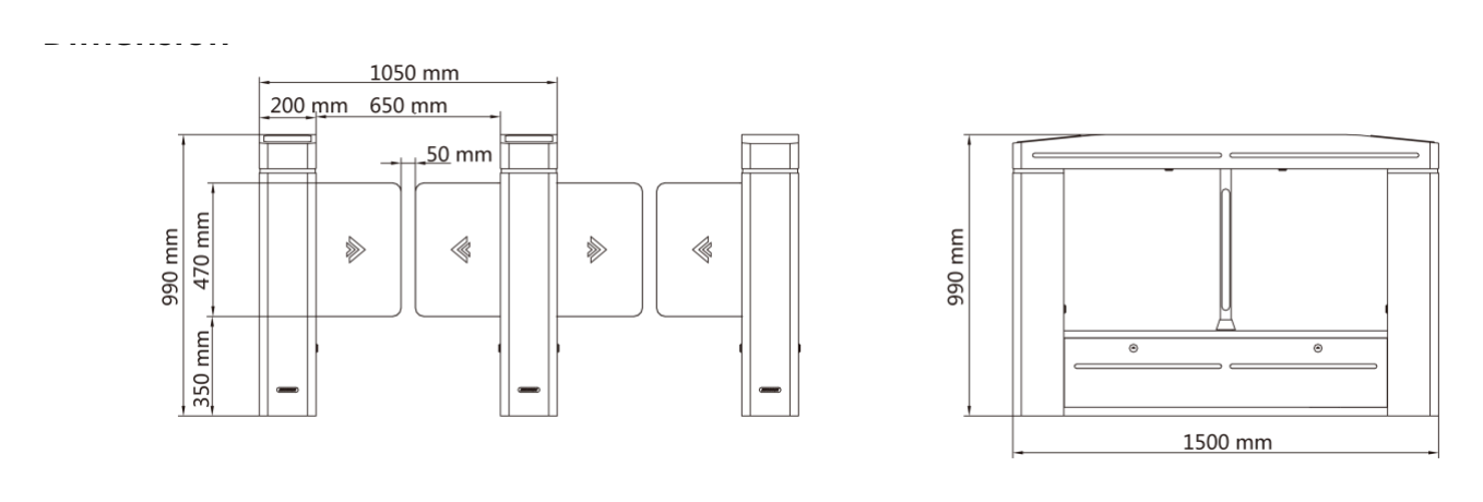 DS-K3B601SX 外形尺寸圖 With Packaging: 1610 mm × 300 mm × 1100 mm (63.39” × 11.81” × 43.31”)｜重量 With packaging: 102 kg (left and right)/115 kg