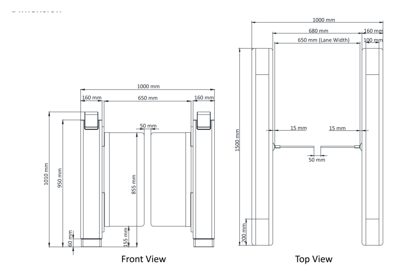 DS-K3B801SX 外形尺寸圖 Without packaging: 1500 mm × 160 mm × 1010 mm (59.1" × 6.3" × 39.8") Application Indoor Left and right pedestal: 146.5 k