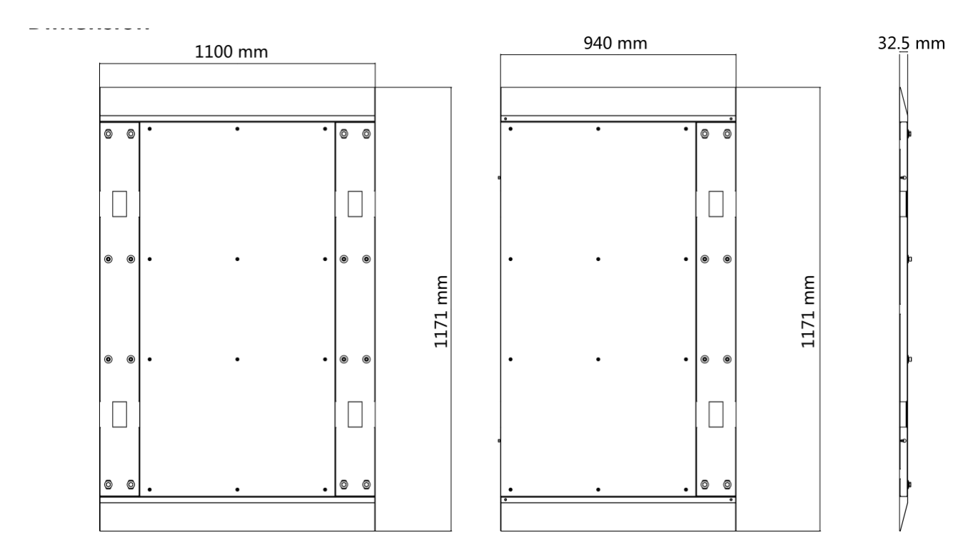 DS-K3B802-BASE 外形尺寸圖 DS-K3B802X-BASE750-S: 1171 mm × 1200 mm × 32.5 mm (46.1'' × 47.3'' × 1.3'') DS-K3B802X-BASE750-M: 1171 mm × 1040mm × 32.
