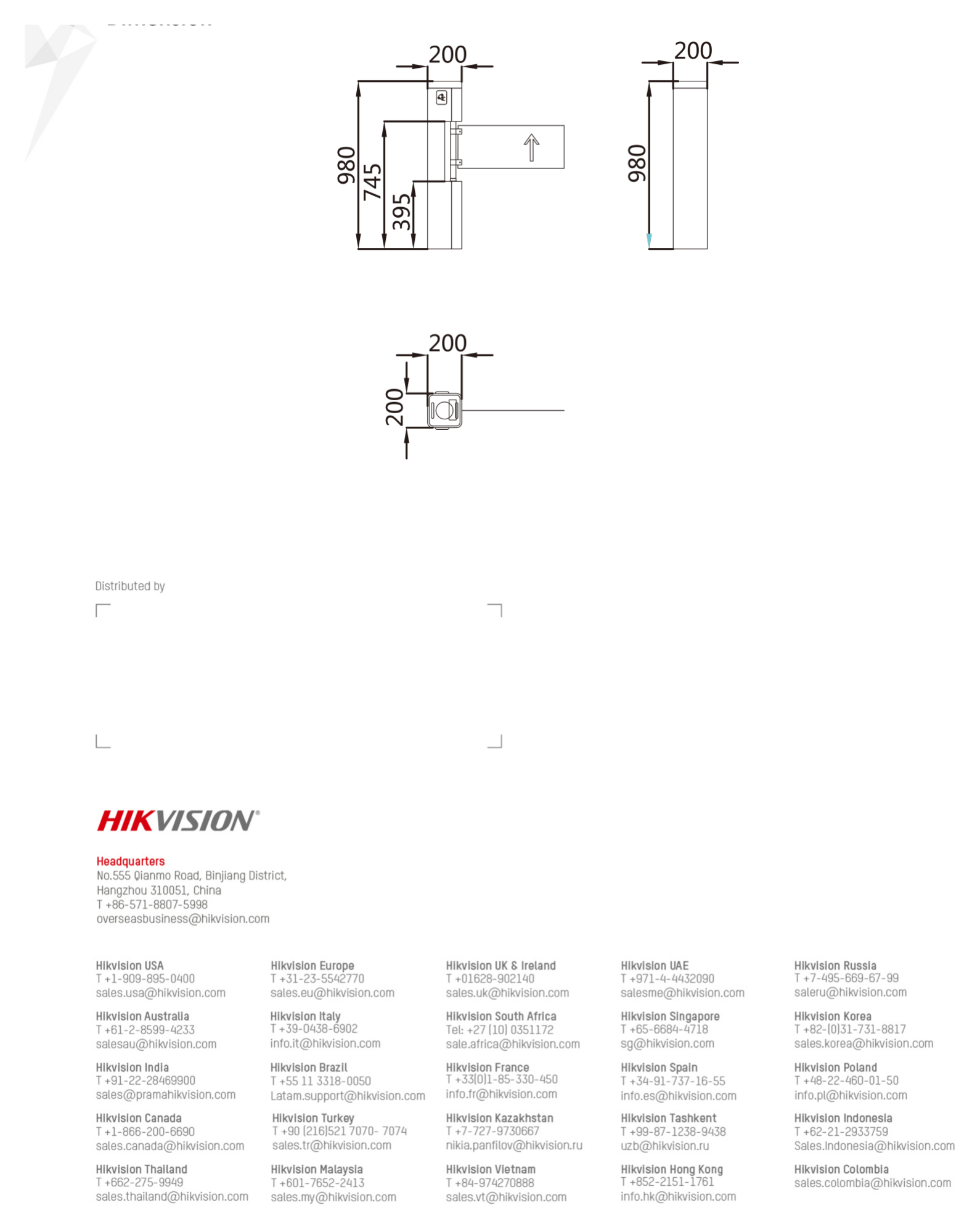 DS-K3BC411X 外形尺寸圖 With packaging: 1408 mm × 348 mm × 1156 mm (55.4" × 13.7" × 45.5")｜Unit: mm