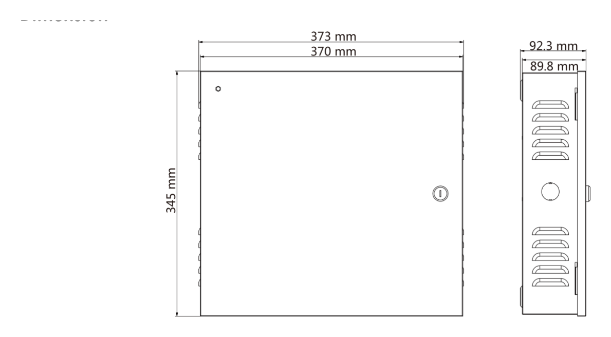 DS-K3BC430LX-Power Box 外形尺寸圖 370 mm × 345 mm × 90 mm (14.7" × 13.6" × 3.5") Without packaging: 3.03 kg (6.68 lb) Weight With packaging: 4.15 kg (9.15