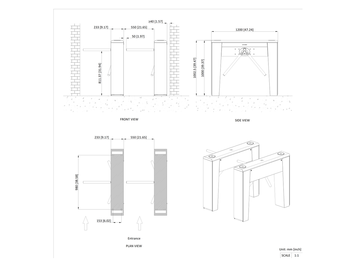 DS-K3G301X Hikvision Value Tripod Turnstile 產品圖片