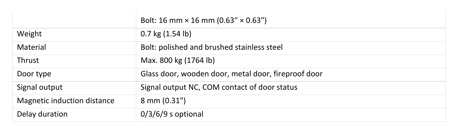 DS-K4T100 外形尺寸圖 Armature Plate: 90 mm × 25 mm × 2 mm (3.54" × 0.98" × 0.07") Bolt: 16 mm × 16 mm (0.63" × 0.63")｜重量 0.7 kg (1.54 lb)｜Uni