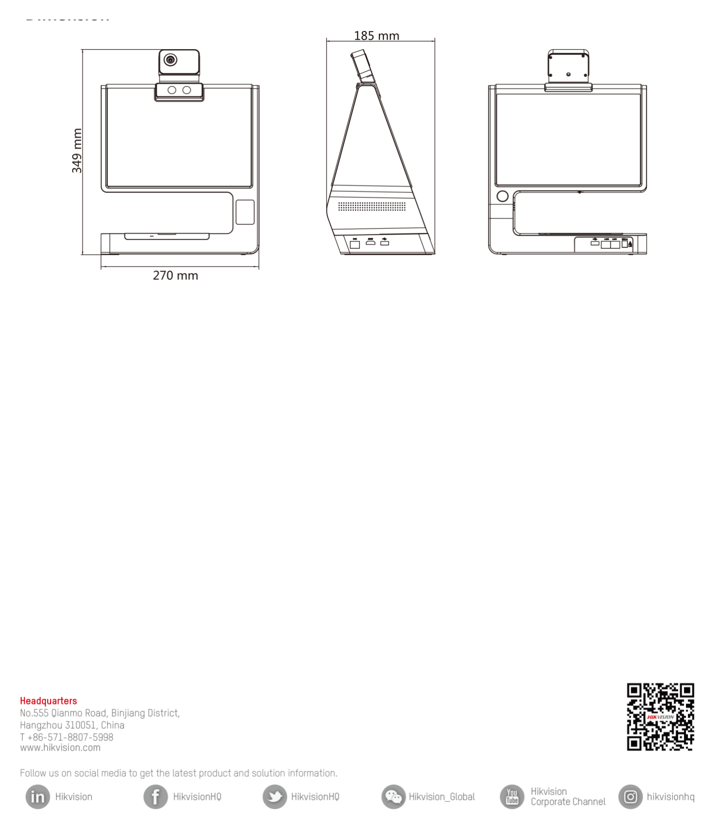 DS-K5032-3XFD 外形尺寸圖 詳見圖示｜Unit: mm