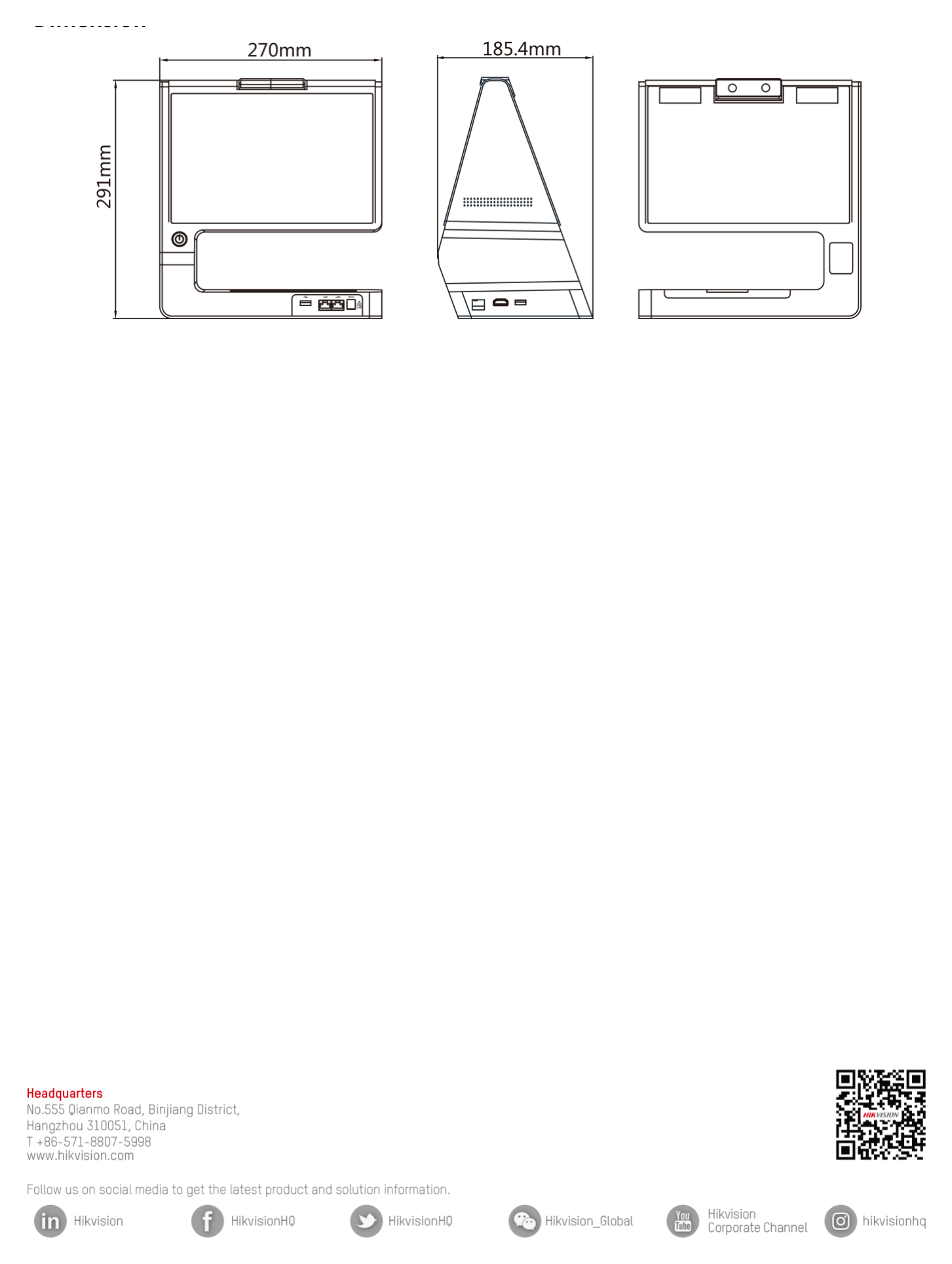 DS-K5032-D 外形尺寸圖 詳見圖示｜Unit: mm