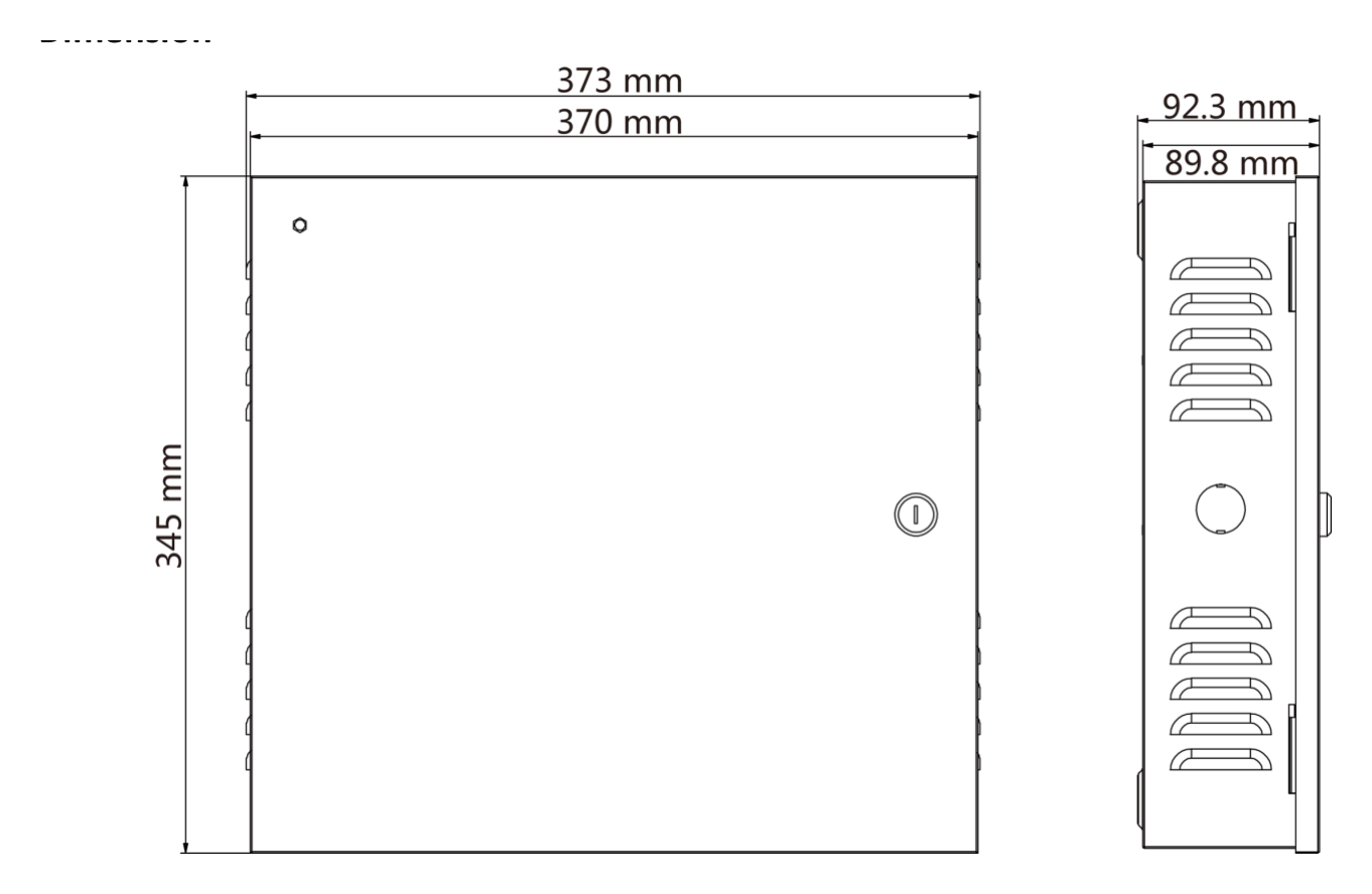 DS-K7M-AW100 外形尺寸圖 370 mm × 345 mm × 90 mm (14.7" × 13.6" × 3.5")｜Unit: mm