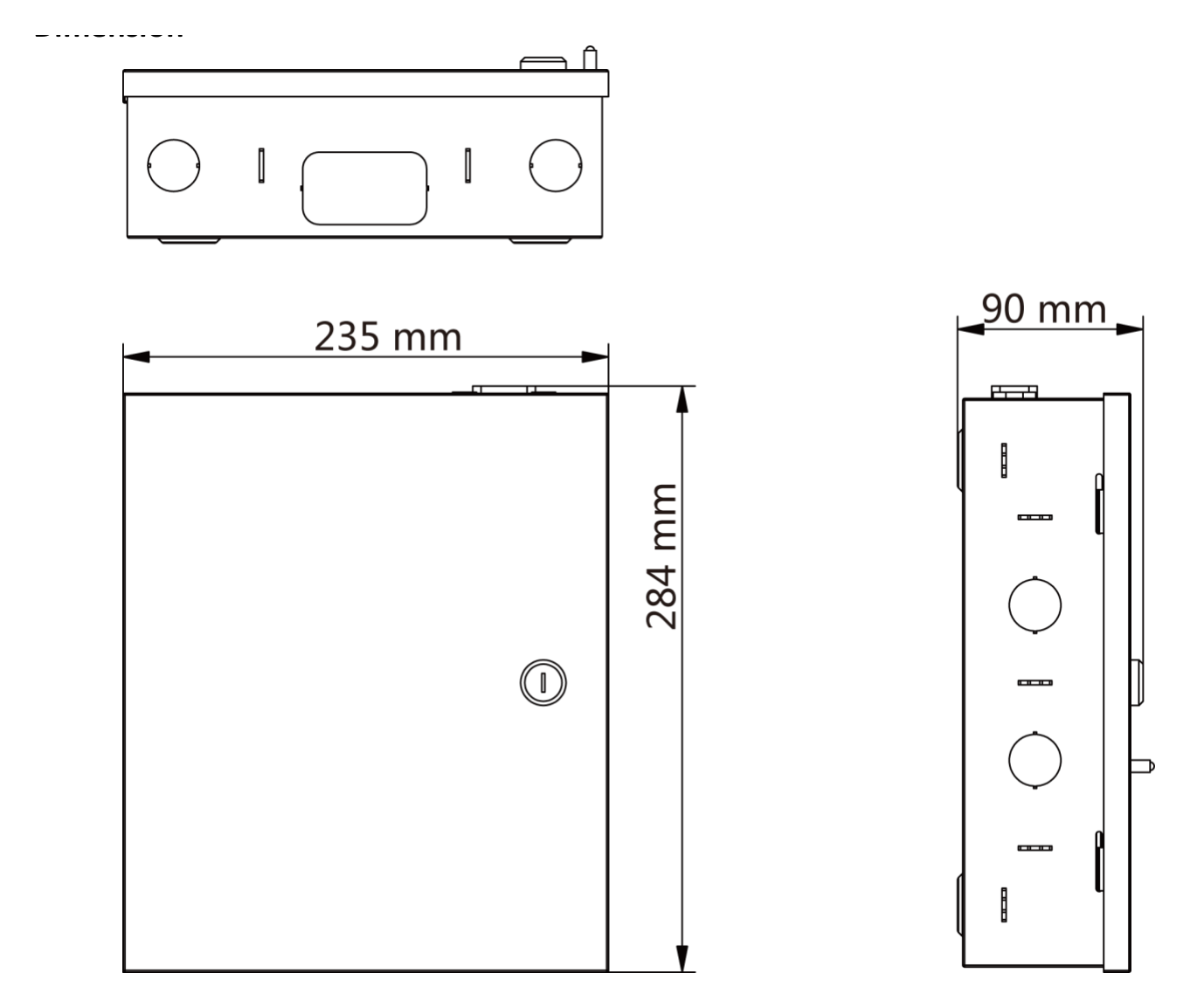 DS-K7M-AW50 外形尺寸圖 235 mm × 384 mm × 90 mm (9.3" × 15.1" × 3.5")|Unit: mm