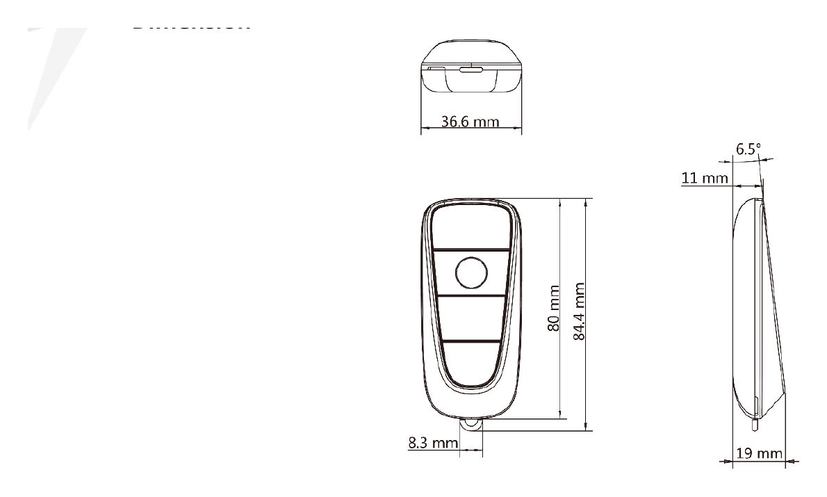 DS-K7R01-868 外形尺寸圖 80 mm × 36 mm × 20 mm (3.1" × 1.4" × 0.8")｜Unit: mm