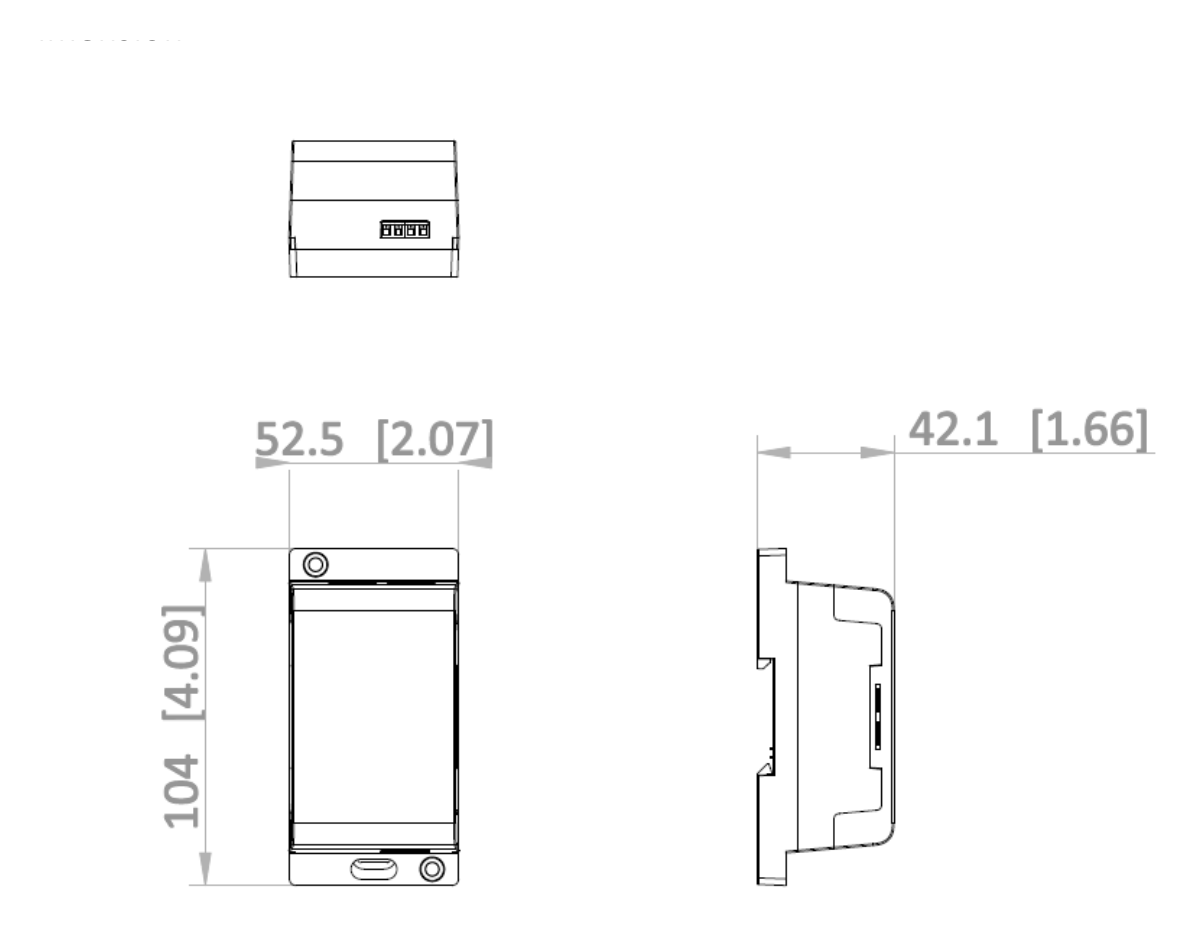 DS-KA-RL1E2-RELAY 外形尺寸圖 52.5 mm × 104 mm × 42.1 mm (2.07" × 4.09" × 1.66")｜Unit: mm