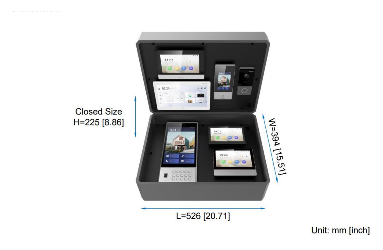 DS-KA01-ZX-15 外形尺寸圖 526x394x225mm Apartment solution: DS-KD9633-WBE6*1, DS-KDM9633-FKP*1, DS-KH8520-WTE1*1(can be replaced by DS-KH8350-WTE1