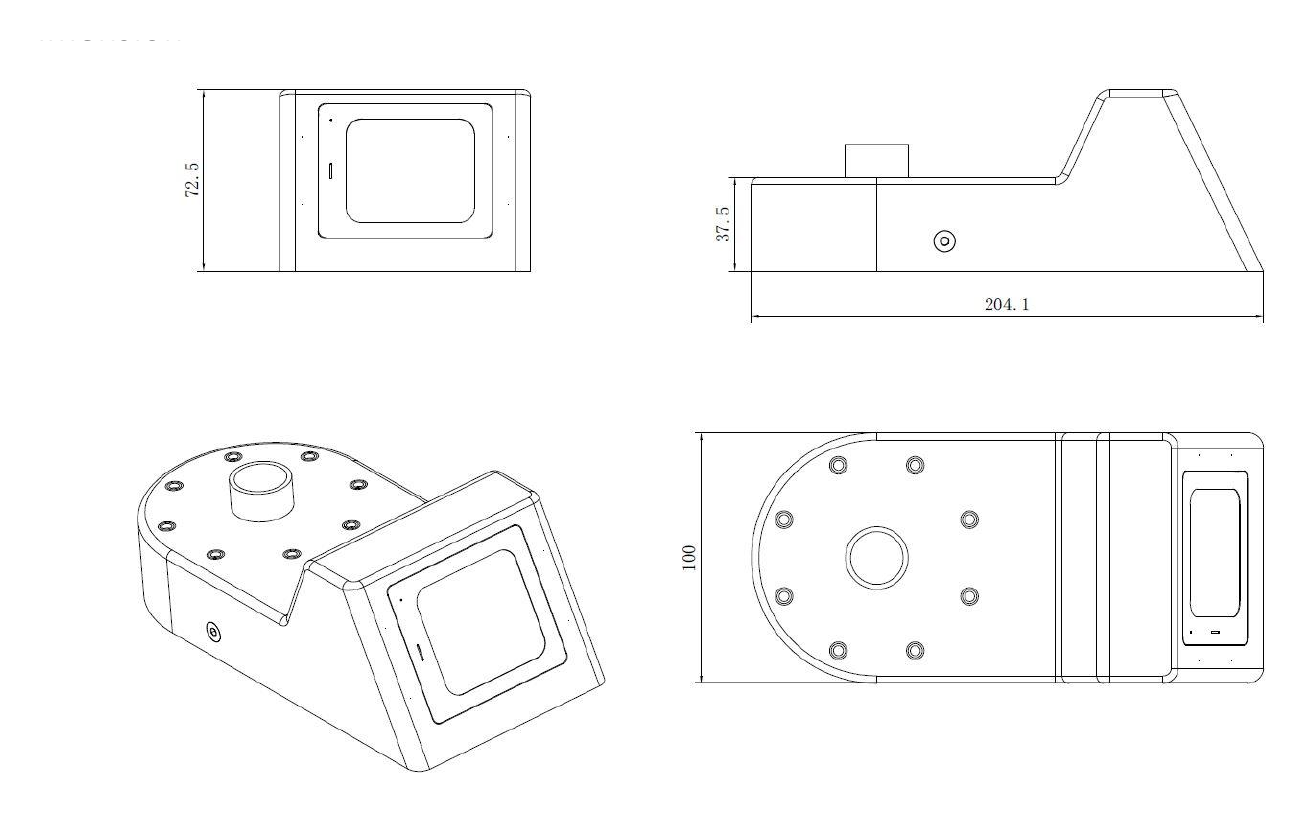 DS-KAB-COVER-PGQ 外形尺寸圖 204mm x 100mm x 72.5mm (8.03' x 3.94' x 2.85')｜Unit: mm