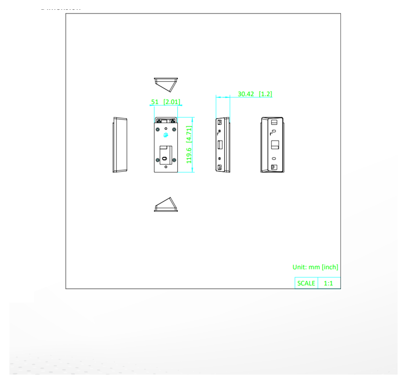 DS-KAB323-W1 外形尺寸圖 119.6 mm × 51 mm × 30.42 mm (4.71" × 2.01" × 1.2") Net weight: 110.8 g (0.244 lb) Weight Rough weight: 167.3 g (0.369 lb