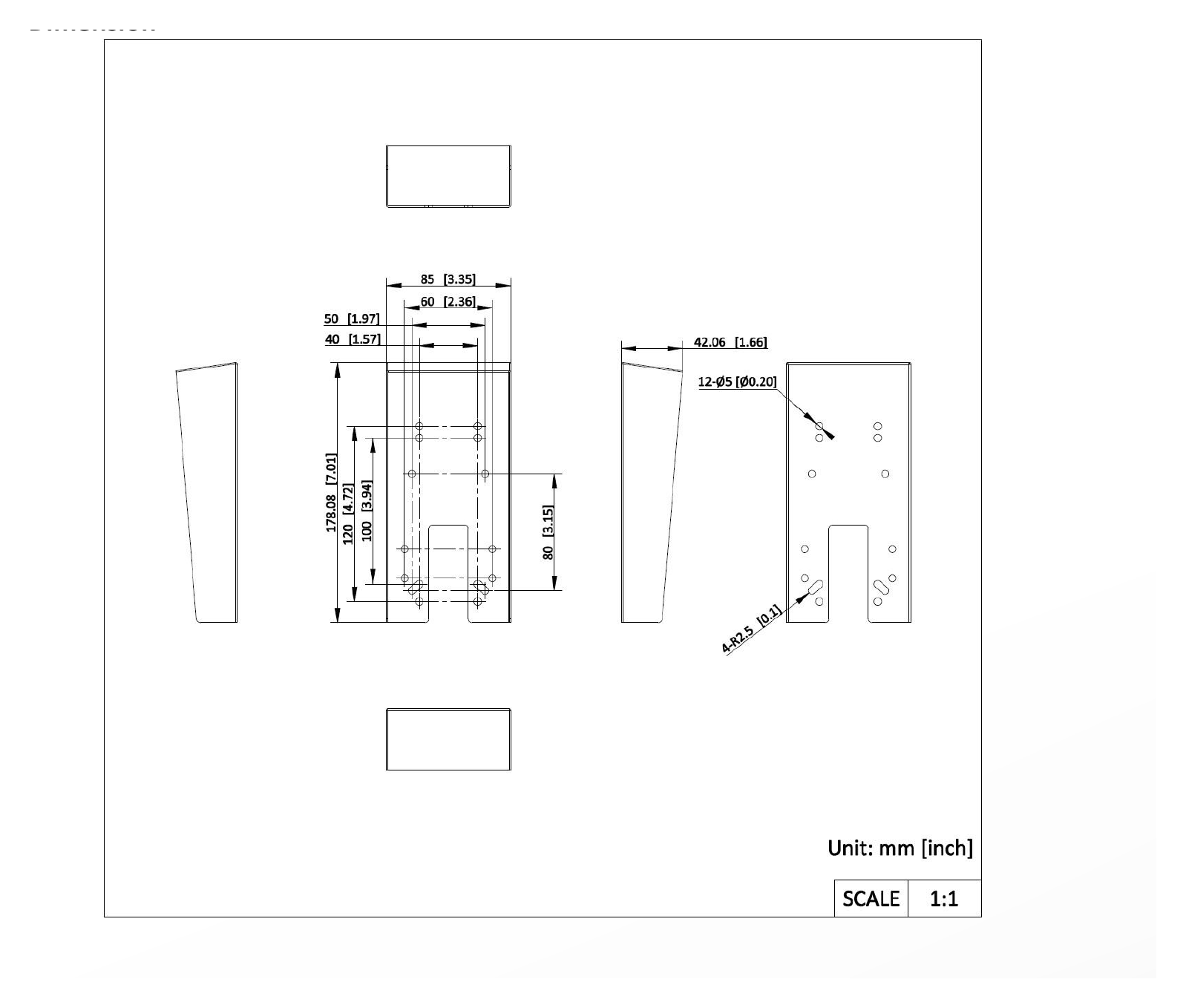 DS-KAB344-S1 外形尺寸圖 178.08 mm × 85 mm × 42.06 mm (7.01" × 3.35" × 1.66")|重量 Net weight: 210 g(0.463 lb)|Unit: mm