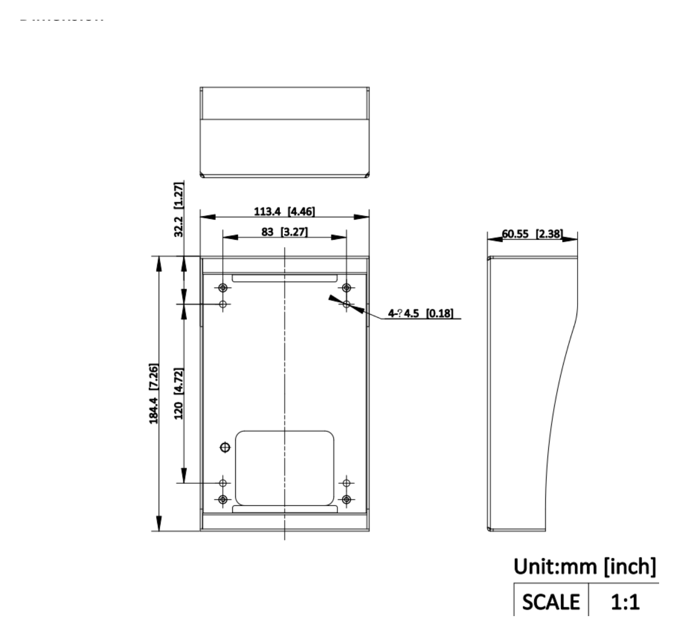 DS-KAB8103-IMEX 外形尺寸圖 110.4 mm × 60.55 mm × 181.4 mm｜Unit: mm