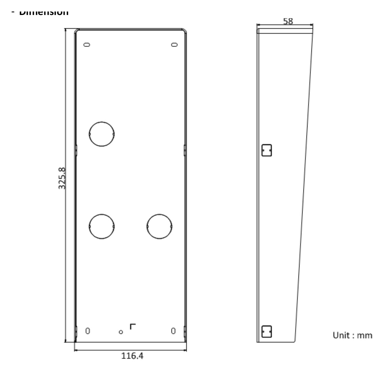 DS-KABD8003-RS3 外形尺寸圖 325.8 mm × 116.4 mm × 58 mm (12.83" × 4.58" × 2.28")｜Unit: mm