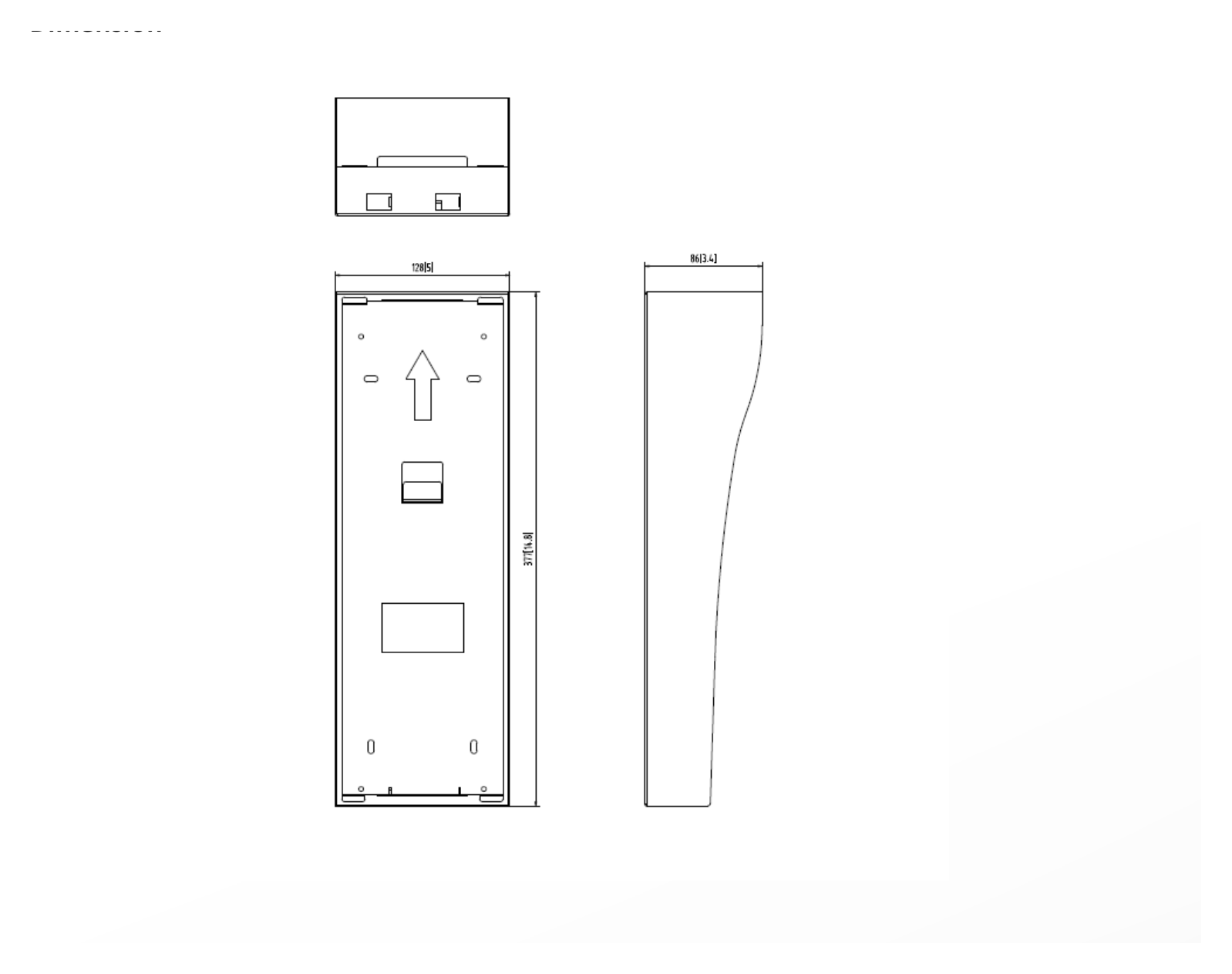 DS-KABD9203-RS 外形尺寸圖 377 mm × 128 mm × 86 mm (14.8" × 5" × 3.4")｜Unit: mm