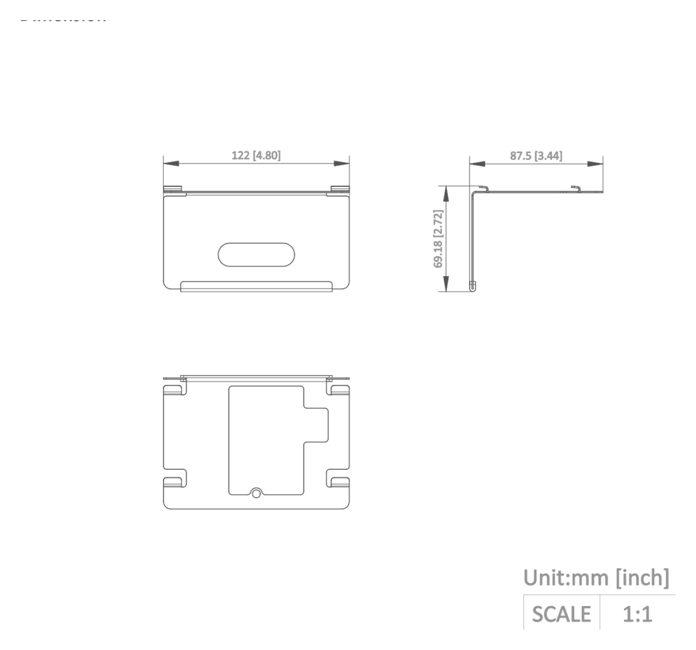 DS-KABH9510-T 外形尺寸圖 122 × 86 × 64 mm (4.80" × 3.39" × 2.52")｜Unit: mm