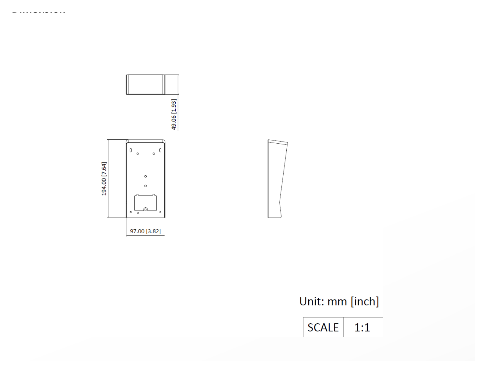 DS-KABV9503-RS 外形尺寸圖 194 mm × 97 mm × 49.1 mm (7.64" × 3.82" × 1.93")｜Unit: mm