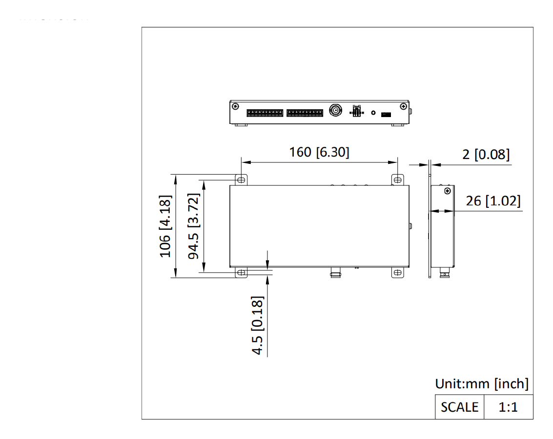 DS-KAD40 外形尺寸圖 186.41mm × 94.7mm × 24mm (7.34" × 3.73" ×0.95") Wall mounting Installation DIN rail mounting|重量 Without package: 444 g (