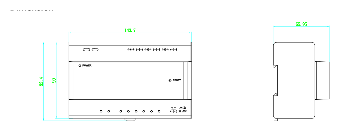 DS-KAD7060EY-2 外形尺寸圖 143.7 mm × 92.4 mm × 65.9 mm (5.66" × 3.64" × 2.59")｜Unit: mm