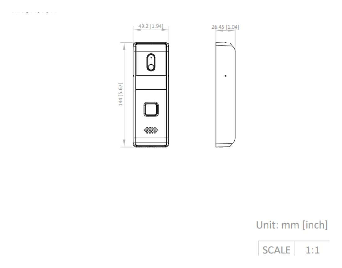 DS-KB2411T-IM 外形尺寸圖 135.14 mm × 49.6 mm × 41.93 mm (5.32" × 1.95" × 1.65")｜Unit: mm