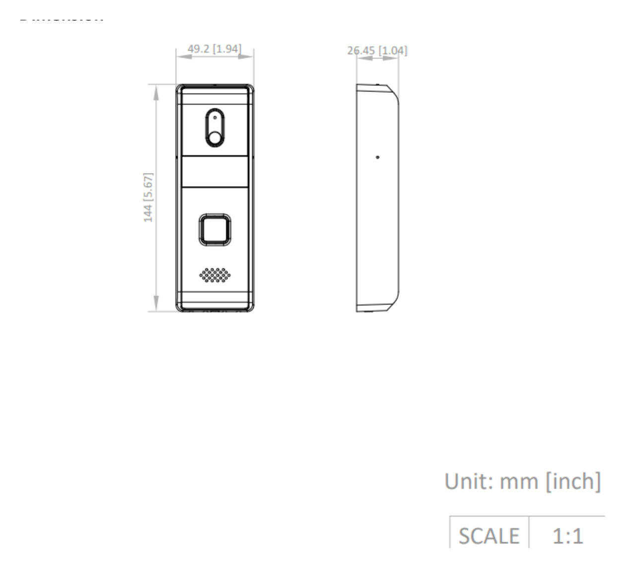 DS-KB2421T-IM 外形尺寸圖 145.5 mm × 51.5 mm × 49 mm (57.3" × 2.02" × 1.93")｜Unit: mm