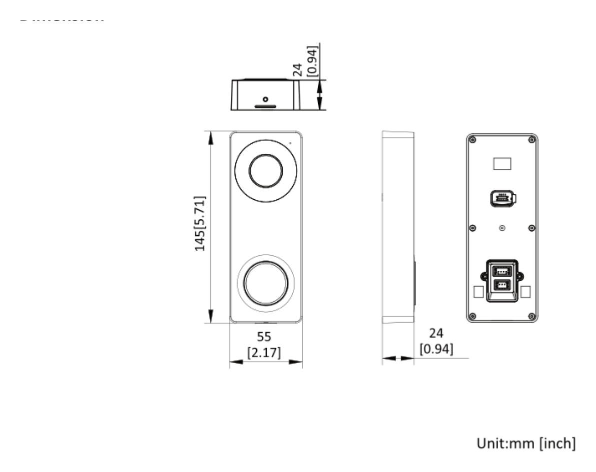 DS-KB2422T-IM-4 外形尺寸圖 145 mm × 55 mm × 24 mm (5.71" × 2.17" × 0.94")｜Unit: mm