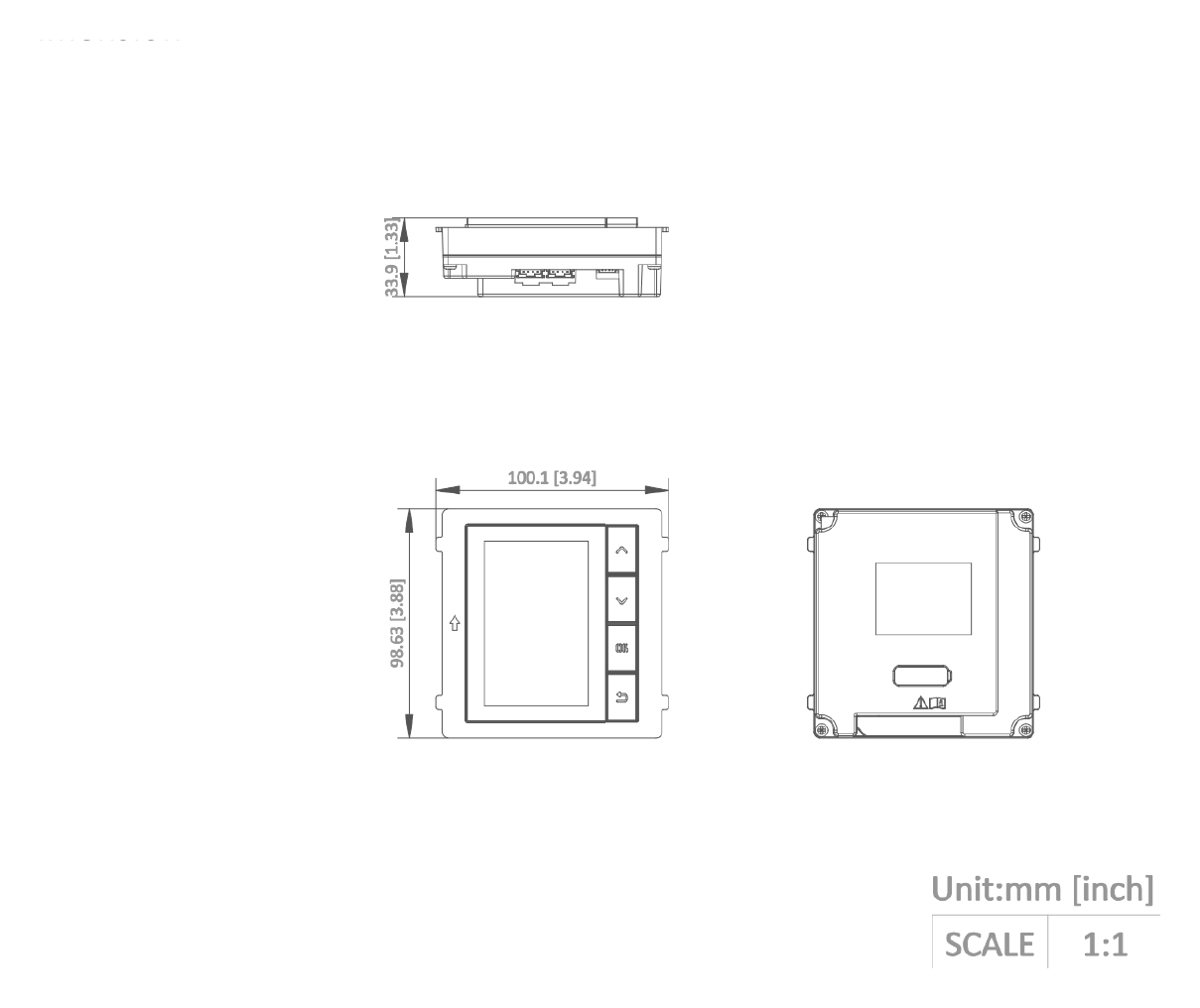 DS-KD-DIS 外形尺寸圖 98.5 mm × 100 mm × 34.2 mm (3.87" × 3.95" × 1.33")|重量 /|Unit: mm