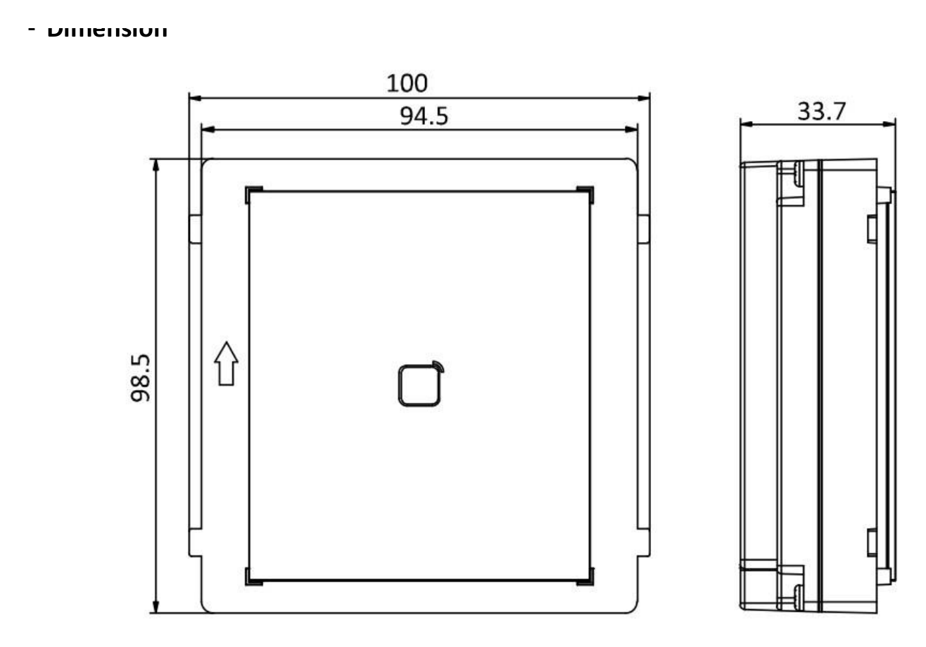 DS-KD-E 外形尺寸圖 98.5 mm × 100 mm × 33.7 mm (3.87" × 3.95" × 1.33")|Unit: mm