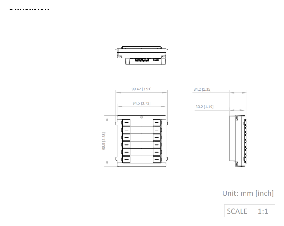 DS-KD-K12-NAMETAG 外形尺寸圖 98.2 mm × 100.2 mm × 33.7 mm (3.87" × 3.95" × 1.33")|重量 Net weight: 179 g; Gross weight: 336.4 g|Unit: mm