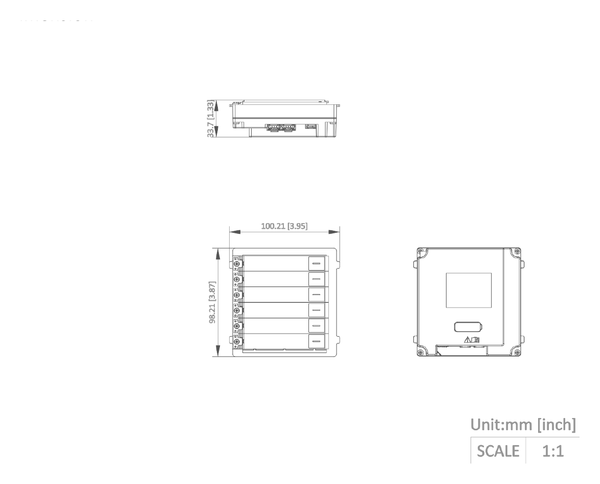 DS-KD-KK-KD8 外形尺寸圖 98.2 mm × 100.2 mm × 33.7 mm (3.87" × 3.95" × 1.33")|Unit: mm