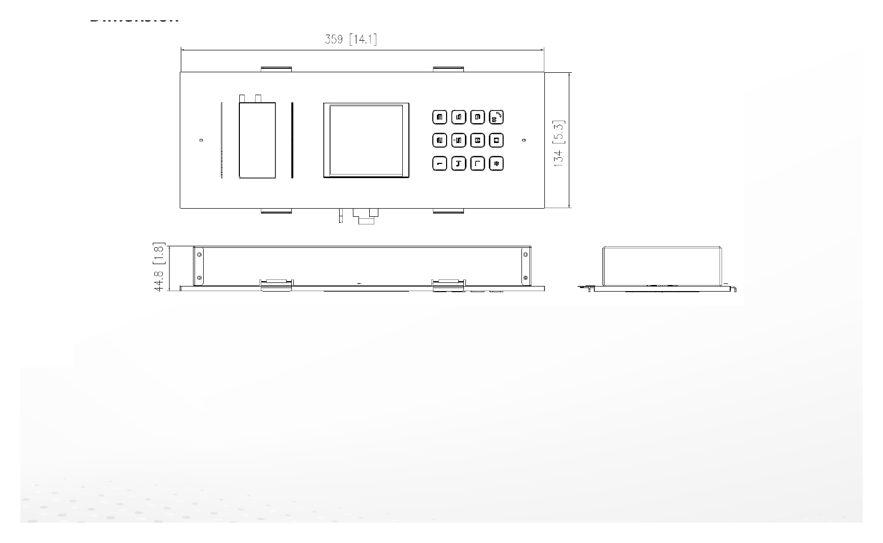 DS-KD7003EY-S2 外形尺寸圖 35.9 mm × 13.4 mm × 3.4 mm (1.41" × 0.53" × 0.13")｜重量 Without package: 2582 g (5.69 lb),With package: 2962g (6.53 lb)｜Un