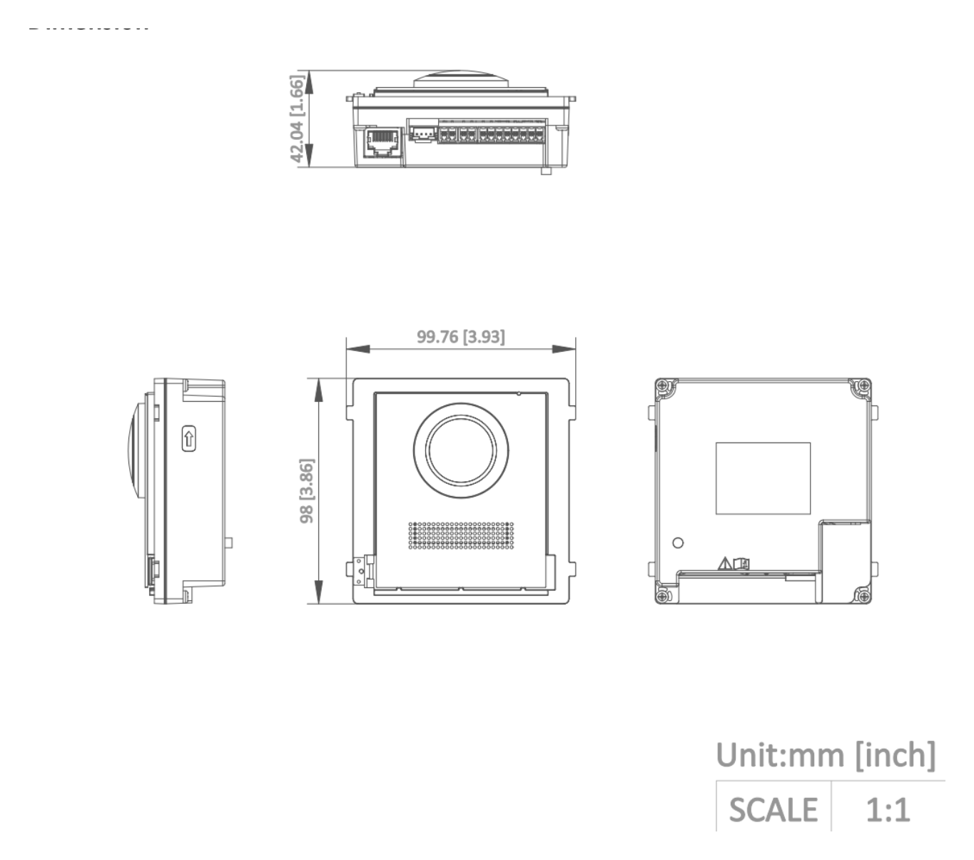DS-KD8003-IME1 外形尺寸圖 98 mm × 99.8 mm × 43.9 mm (3.86" × 3.93" × 1.73")｜Unit: mm