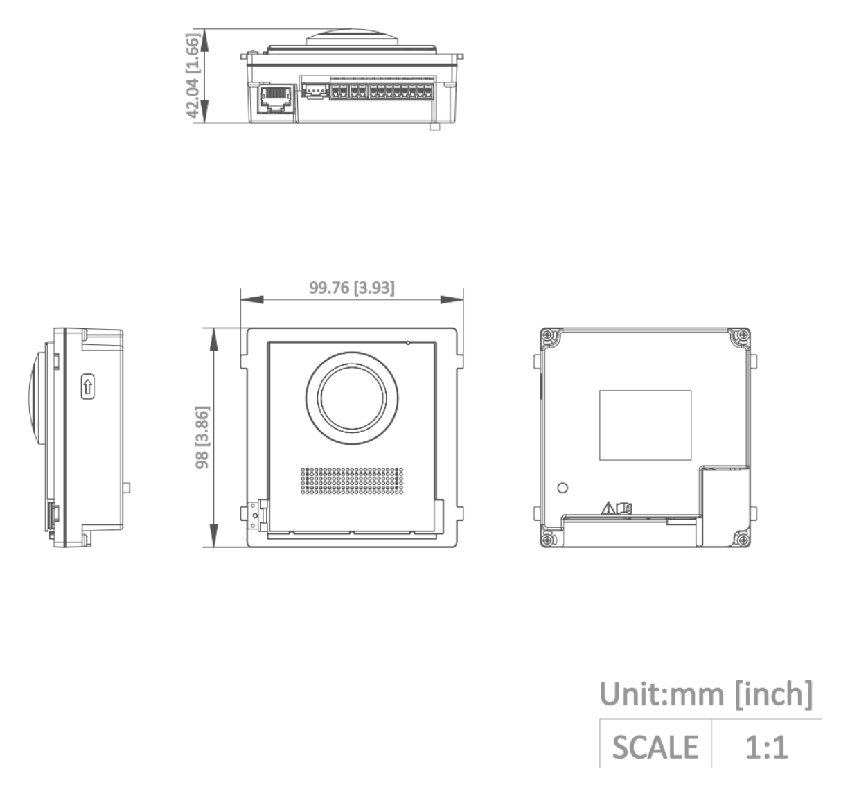 DS-KD8003-IME1(B)/NS 外形尺寸圖 98 mm × 100 mm × 42 mm (3.86" × 3.94" × 1.65")｜Unit: mm