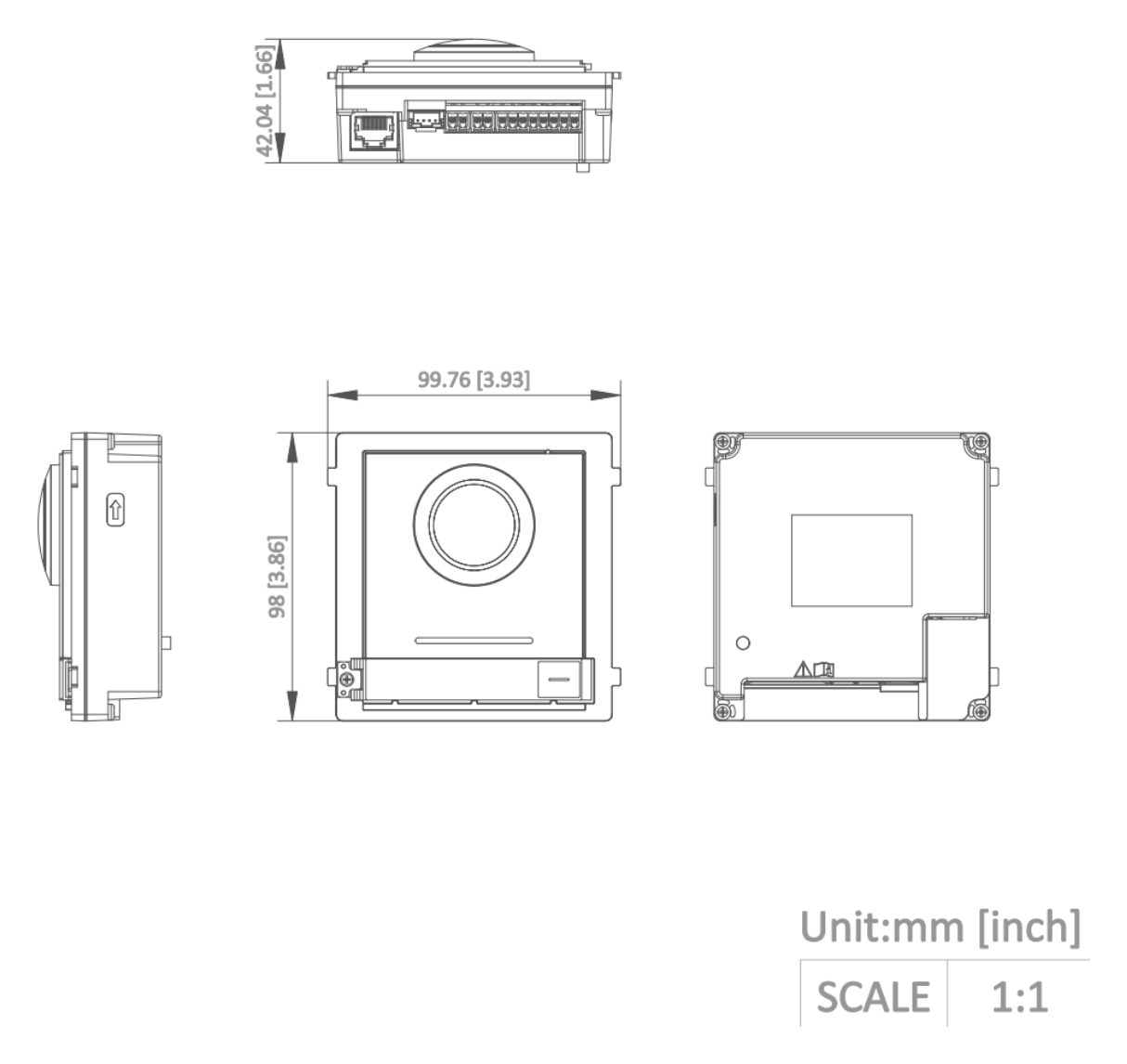 DS-KD8003-IME1(B)/Surface 外形尺寸圖 Cover:117 × 107 × 4 mm (4.61" × 4.21" ×0.16") Installation Frame:117 × 107 × 32.7mm (4.61" × 4.21" ×1.29")｜Unit: mm