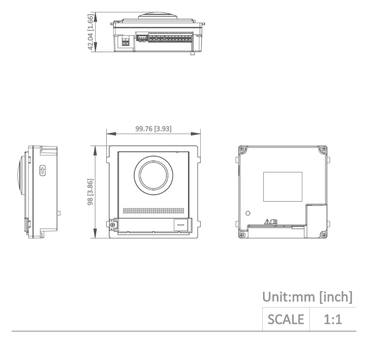 DS-KD8003Y-IME2 外形尺寸圖 100 mm × 98 mm × 42 mm｜Unit: mm