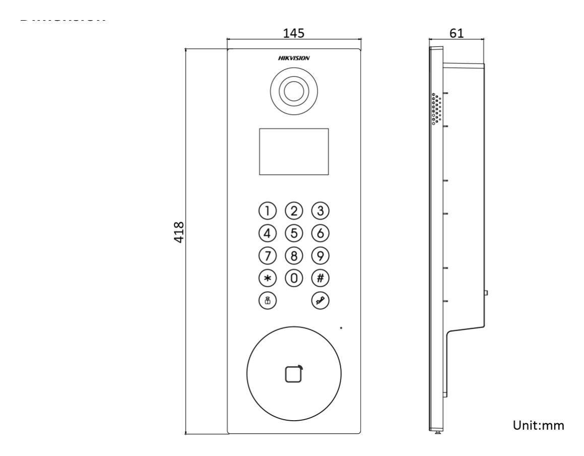 DS-KD8103-E6 外形尺寸圖 418 mm × 145 mm × 61 mm (16.46" × 5.71" × 2.40")｜Unit: mm