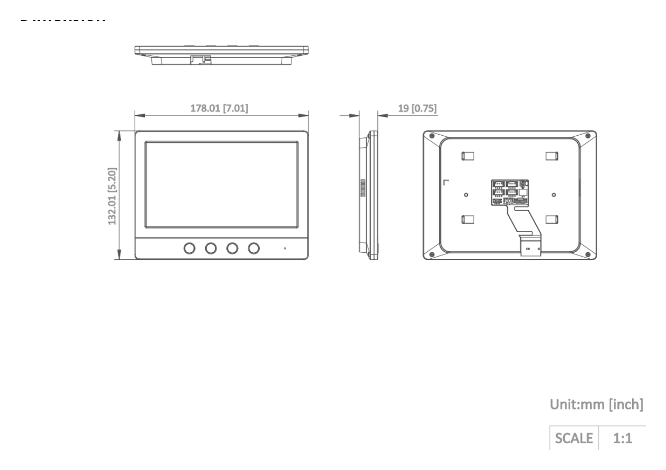 DS-KH2230T-FOUR 外形尺寸圖 178 mm × 132 mm × 19 mm (7" × 5.20" × 0.75")｜Unit: mm