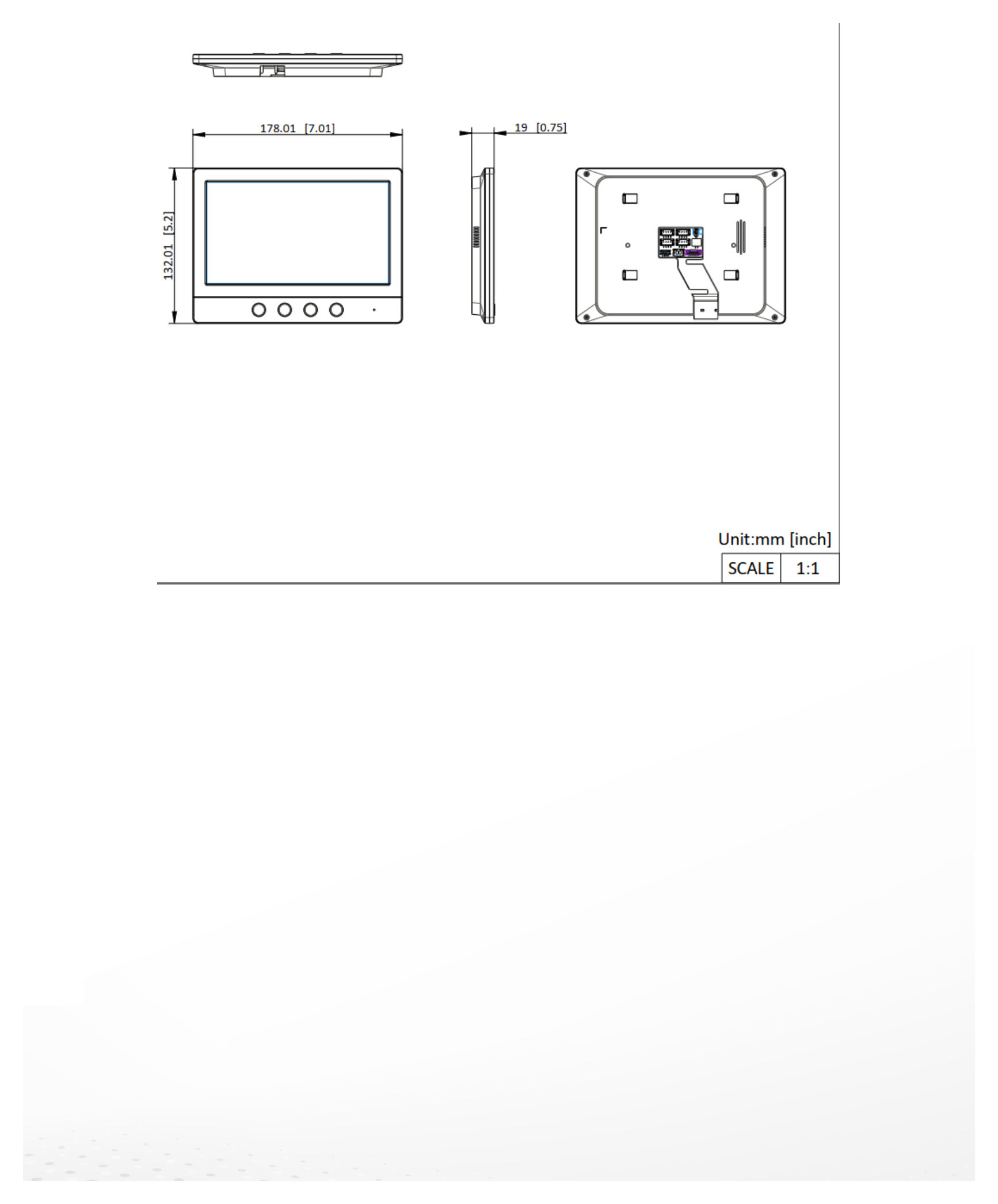 DS-KH2230TB 外形尺寸圖 178 mm × 132 mm × 19 mm (7" × 5.20" × 0.75")｜Unit: mm