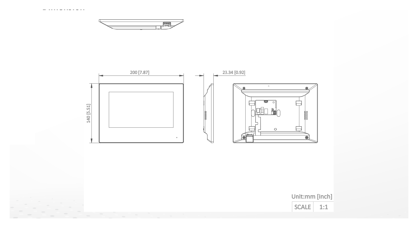 DS-KH6320-LE1 外形尺寸圖 200 mm × 140 mm × 23.6 mm (7.87" ×5.51" × 0.93")|Unit: mm