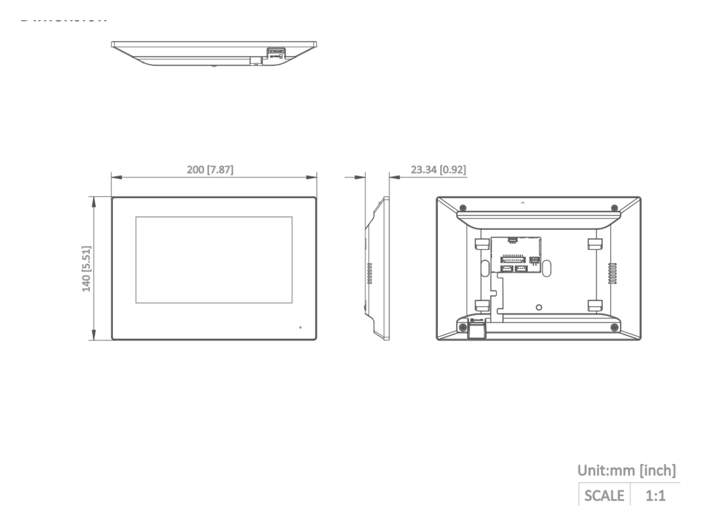 DS-KH6320-TDE1 外形尺寸圖 200 mm × 140 mm × 23.6 mm (7.9" × 5.5" × 0.9")|Unit: mm