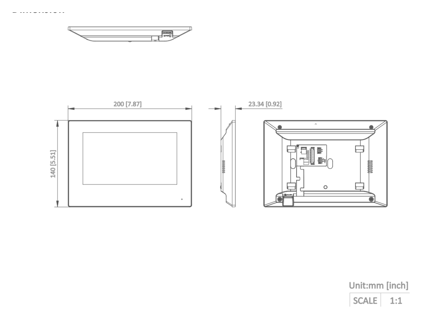 DS-KH6320Y-WTPE2 外形尺寸圖 200 mm × 140 mm × 23.6 mm (7.87" × 5.51" × 0.93")｜重量 327 g｜Unit: mm