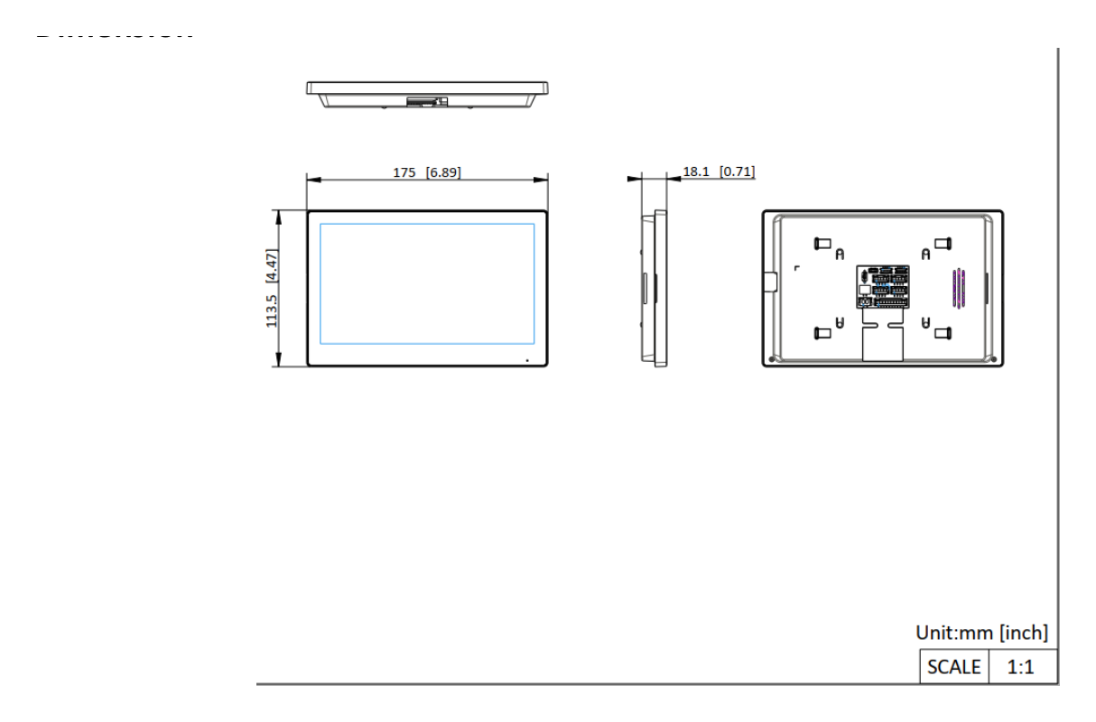 DS-KH6352-WTDE6B 外形尺寸圖 175 mm × 113.5 mm × 18.1 mm (6.89" × 4.47" × 0.71")｜重量 With package: 708g (1.56 lb),Without package: 260 g (0.5973 lb)｜U